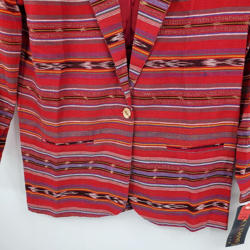 Tracy Evans Red Striped Southwestern Blazer - Picture 6 of 9